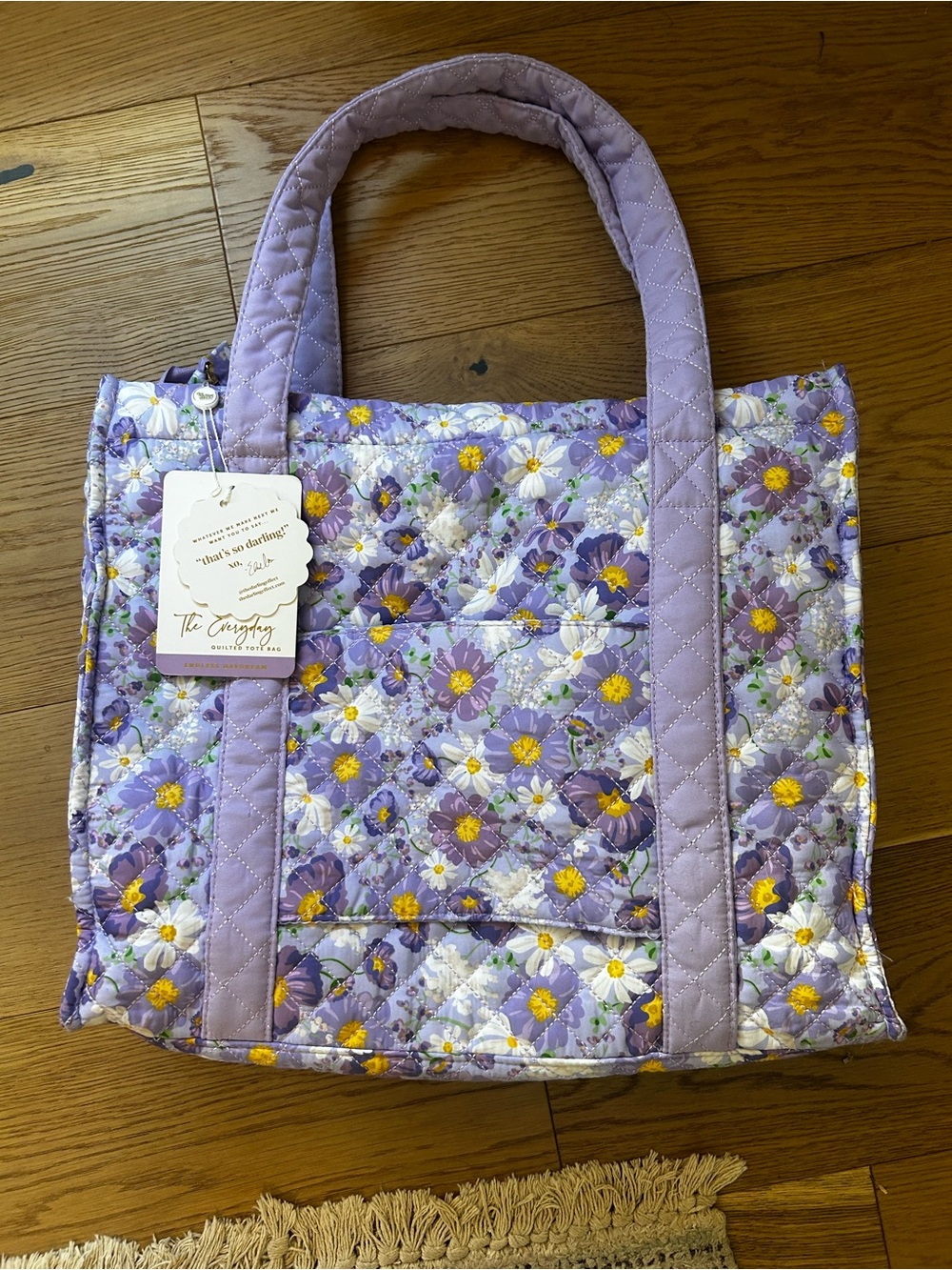 Lavender Floral Quilted Tote Bag - The Everyday